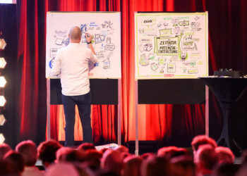 Graphic Recording, analog, Bildungsforum 2024, Bregenz, Festspielhaus, Vorarlberg, Ali Malodji, Silke Müller